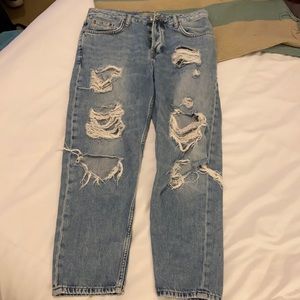 Ripped straight leg jeans